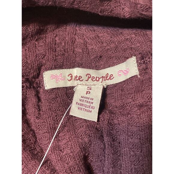 Free People Shirt Women's Small NWT Juicy Cowl Neck Oversized Split Back Wine - Picture 9 of 10